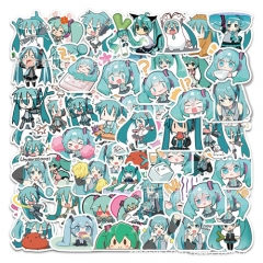 65张chibi版初音未来贴纸卡通动漫MIKU二次元手帐电脑防水贴画