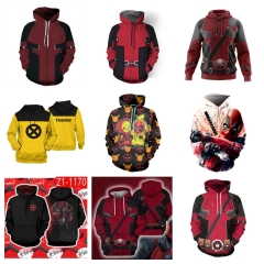 库存第6款S,M,L,XL,XXL各2件2号架）卫衣款）2024新款 deadpool 死侍3d印花拉链开衫连帽运动卫衣 潮流运动外套