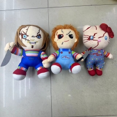 跨境万圣节创意毛绒玩具小丑回魂 鬼娃恰奇 Chucky 毛绒公仔玩偶