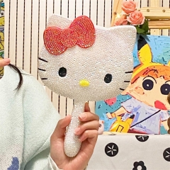 hellokitty 镜子学生宿舍专用凯蒂猫diy贴满钻手持化妆镜