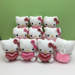 （10个一套）爱心hellokitty毛绒玩具公仔包包挂件玩偶钥匙扣挂饰