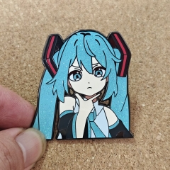 二次元初音未来珐琅别针仿珐琅闪粉女孩金属徽章背包装饰品别针