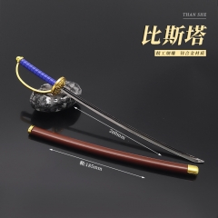 海贼王游戏周边 白胡子比斯塔武器花剑模型金属工艺品摆件26cm