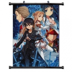 刀剑神域挂画 Sword Art Online挂画定做 刀剑卷轴布挂画 批发